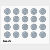 Minimaal blad | Blauw Wit Monogram Envelop afdicht Ronde Sticker (Vel)