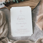 Minimaal blad | Blush Pink Baptism Kaart<br><div class="desc">Deze minimal leaf blush pink doop uitnodiging is perfect voor een elegante baby doop. Het ontwerp heeft een eenvoudig groen silhouet in licht blush roze met klassieke minimalistische stijl.</div>