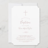 Minimaal blad | Blush Pink Baptism Kaart (Voorkant)