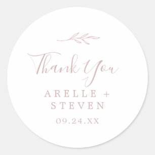 Minimaal blad   Blush Pink Bedankt voor uw Sticker