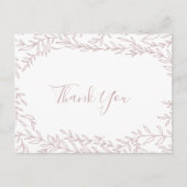 Minimaal blad | Blush Pink Dank u Briefkaart (Voorkant)