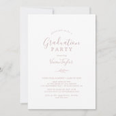 Minimaal blad | Blush Pink Graduation Party Kaart (Voorkant)