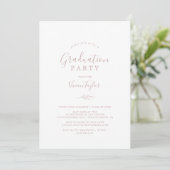 Minimaal blad | Blush Pink Graduation Party Kaart (Staand voorkant)