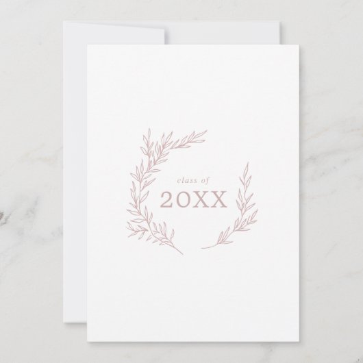 Minimaal blad | Blush Pink Graduation Party Kaart (Achterkant)