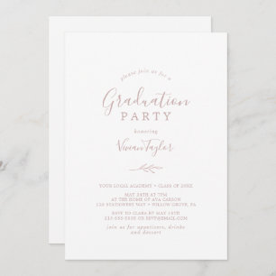 Minimaal blad   Blush Pink Graduation Party Kaart