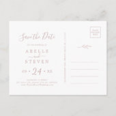 Minimaal blad | Blush Pink Save the Date Uitnodiging Briefkaart (Achterkant)