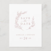 Minimaal blad | Blush Pink Save the Date Uitnodiging Briefkaart (Voorkant)