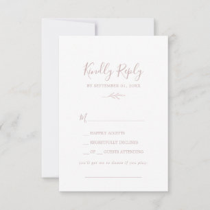 Minimaal blad Blush Pink Song aanvraag RSVP-kaar RSVP Kaartje