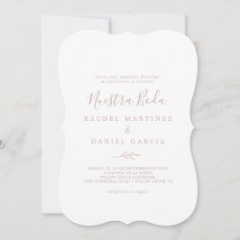 Minimaal blad | Blush Pink Spanish Nuestra Boda Kaart
