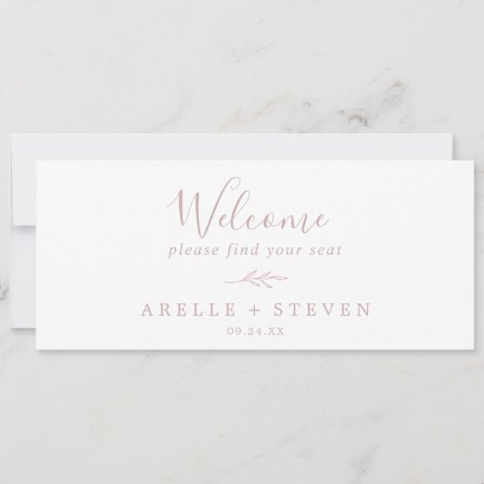 Minimaal blad | Blush Pink-steekkaartkop (Voorkant)