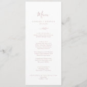 Minimaal blad | Blush Roze Bruiloft Diner Menu (Voorkant)