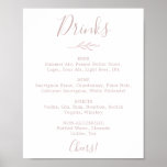 Minimaal blad | Blush Roze Bruiloft Drinken Menu S Poster<br><div class="desc">Dit minimal leaf blush roze bruiloft drinken menu teken is perfect voor een sierlijke bruiloft. Het ontwerp heeft een eenvoudig groen silhouet in licht blush roze met klassieke minimalistische stijl.</div>