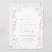 Minimaal blad | Blush Roze Bruiloft Kaart (Voorkant)