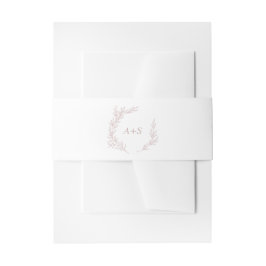 Minimaal blad | Blush Roze Monogram Bruiloft Uitnodigingen Wikkel