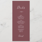 Minimaal blad | Bordeaux Diner en Drinken Menu (Achterkant)