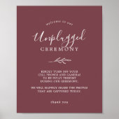 Minimaal blad | Bordeaux Unplugged Ceremonie Teken Poster (Voorkant)