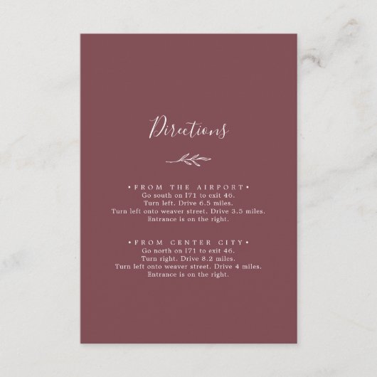 Minimaal blad | Bourgogne Routebeschrijving Informatiekaartje (Voorkant)