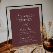 Minimaal blad | Bourgogne Signature Drinken Poster