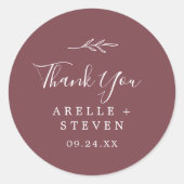 Minimaal blad | Bourgondië Bedankt voor uw Sticker (Voorkant)