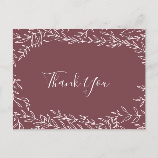 Minimaal blad | Bourgondië Dank u Briefkaart (Voorkant)