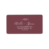 Minimaal blad | Bourgondische Adresetiketten Etiket (Voorkant)