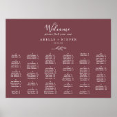 Minimaal blad | Bourgondische alfabetische zitkaar Poster (Voorkant)