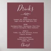 Minimaal blad | Bourgondische bruiloft Drinken Men Poster (Voorkant)
