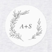 Minimaal blad | Donkergrijs monogram strijkijzer o Labels (Design 1)