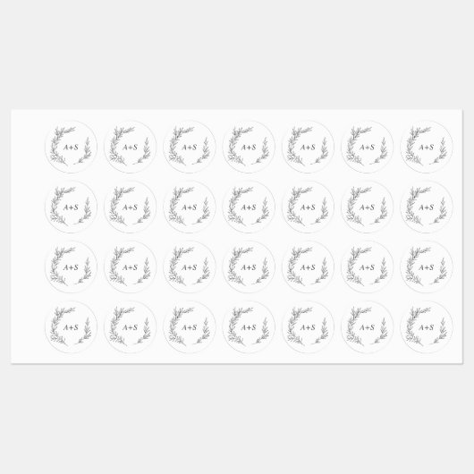 Minimaal blad | Donkergrijs monogram strijkijzer o Labels (Vel)