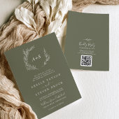 Minimaal blad | Donkergroen Monogram QR Code Bruil Kaart
