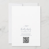 Minimaal blad | Dusty Blue Monogram QR Code Bruilo Kaart (Achterkant)