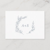 Minimaal blad | Dusty Blue QR Code Monogram RSVP Informatiekaartje (Achterkant)