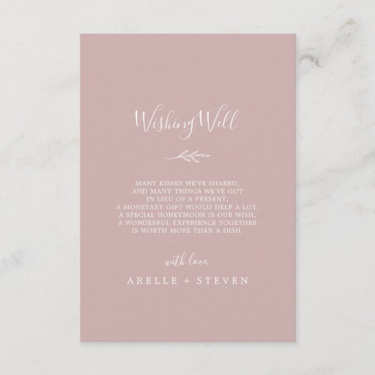 Minimaal blad | Dusty Roos bruiloft die goed wenst Informatiekaartje (Voorkant)