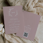 Minimaal blad | Dusty Roos Monogram QR Code Bruilo Kaart<br><div class="desc">Deze minimal leaf stoffige roos monogram QR code bruiloft uitnodiging is perfect voor een boho bruiloft. Het romantische ontwerp heeft een eenvoudig groen silhouet in effen blush roze mauve met klassieke minimalistische boho stijl. Sla papier op door een QR-code voor uw gast toe te voegen aan de gegevens van het...</div>