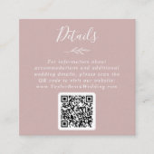 Minimaal blad | Dusty Roos QR Code Trouwgegevens Informatiekaartje (Voorkant)