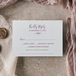 Minimaal blad | Eisen aan aubergine RSVP Kaartje