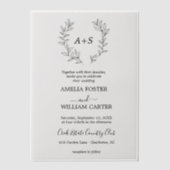 Minimaal blad | Formele Monogram Trouwkaart Vellum Uitnodigingen (Voorkant)