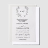 Minimaal blad | Formele Monogram Trouwkaart Vellum Uitnodigingen (Offset)