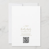 Minimaal blad | Goud Monogram QR Code Bruiloft Kaart (Achterkant)