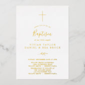 Minimaal blad | Gouden folie 2 of 3 persoons doop Uitnodiging (Voorkant)