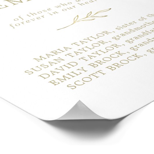 Minimaal blad | Gouden herinneringsbord 'In Loving Poster (Hoek)