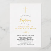 Minimaal blad | Goudfolie 2 of 3 Personen Doop Folie Uitnodiging (Voorkant)