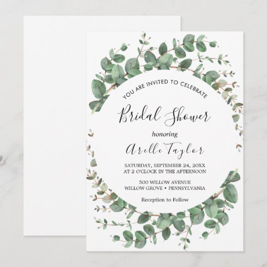 Minimaal blad | Green Flower Vrijgezellenfeest Kaart (Voorkant / Achterkant)