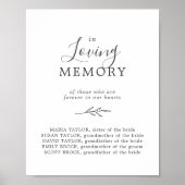 Minimaal blad | Grijze 'In Loving Memory' herdenki Poster (Voorkant)