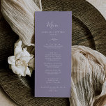 Minimaal blad | Lavendel Bruiloft Diner Menu<br><div class="desc">Deze minimale leaf lavendel bruiloft diner menukaart is perfect voor een boho bruiloft. Het ontwerp is voorzien van een eenvoudig groen blad silhouet in pastel lila paarse met minimalistische bohemian tuin stijl. Dit menu kan worden gebruikt voor een huwelijksreceptie,  repetitiediner of een evenement.</div>