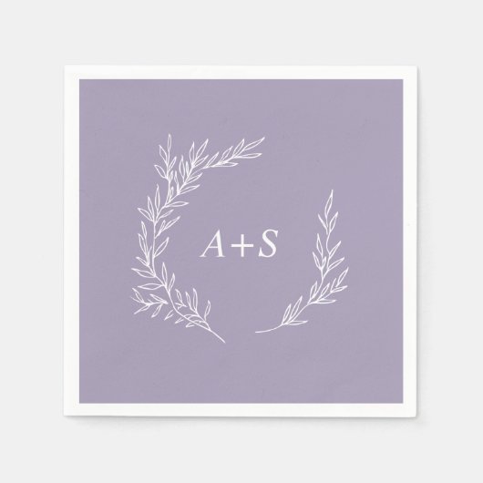 Minimaal blad | Lavendel Monogram bruiloft servett Servet (Voorkant)