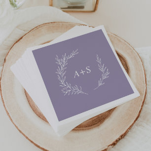 Minimaal blad   Lavendel Monogram bruiloft servett Servet