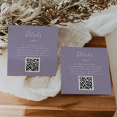 Minimaal blad | Lavendel QR Code Trouwgegevens Informatiekaartje