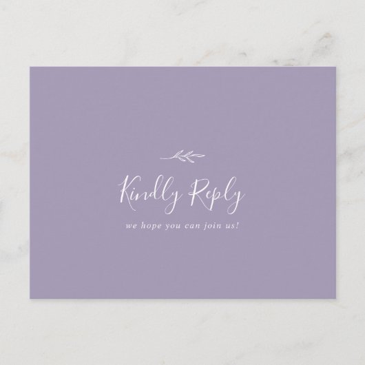 Minimaal blad | Lavendel Song Aanvraag RSVP Briefk Uitnodiging Briefkaart (Voorkant)