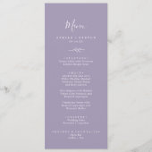 Minimaal blad | Lavendel Trouwdiner Menu (Voorkant)